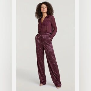 Cinq à Sept Burgundy Wide-Leg Trousers